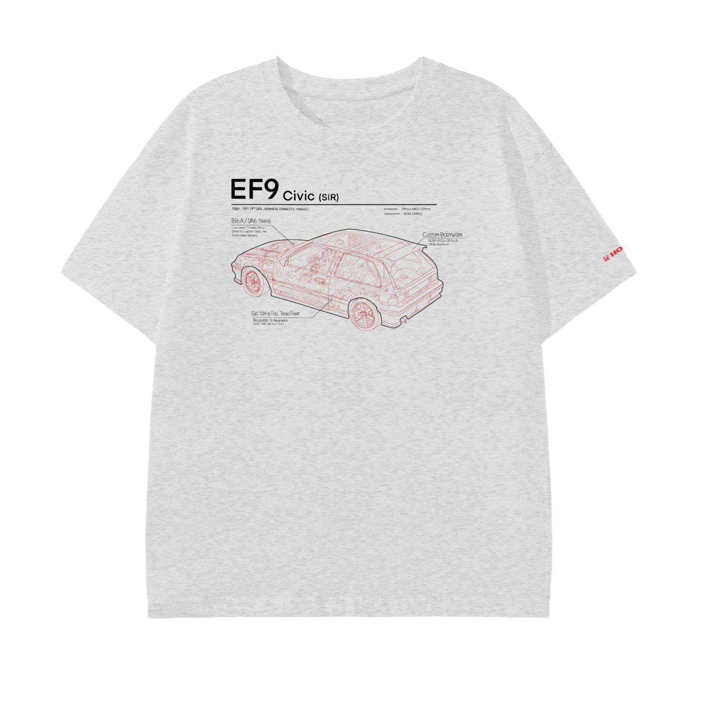 Civic EF9 SiR - Black/Red Lines, Light Shirt