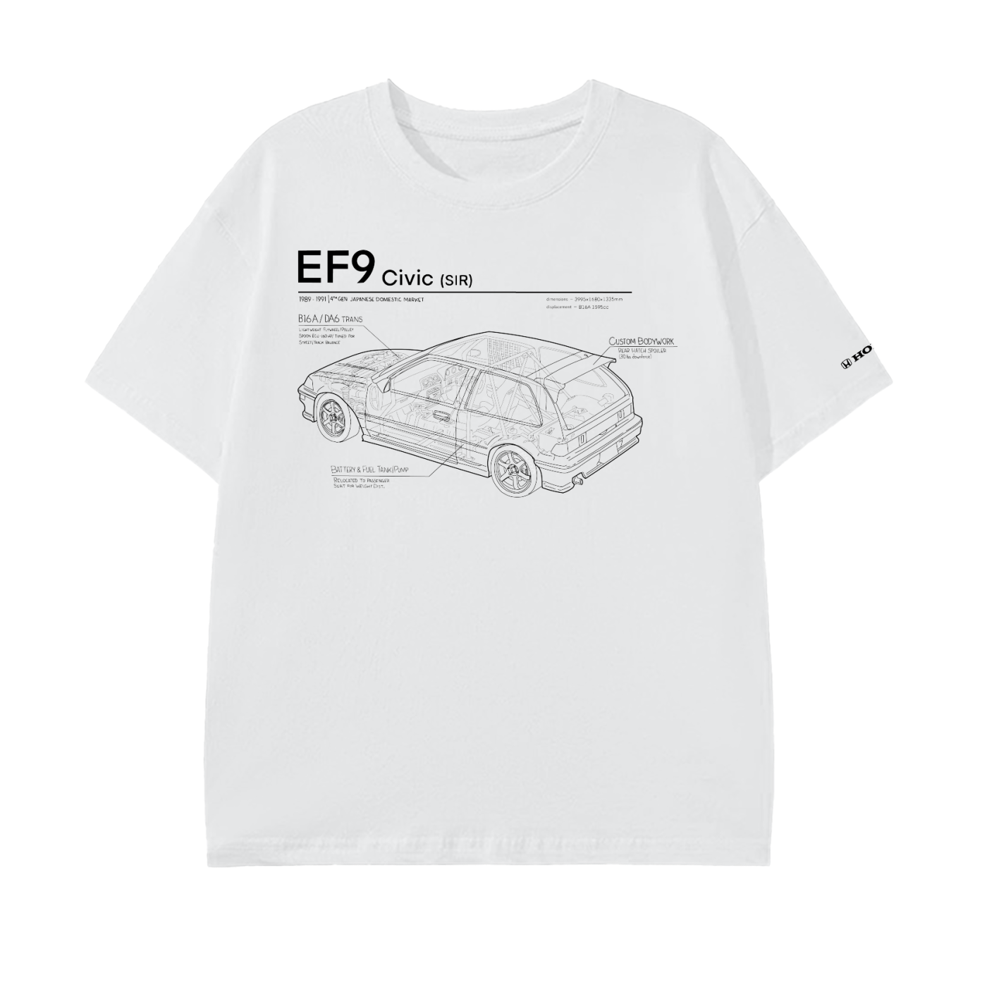 Civic EF9 SiR - Black Lines, Light Shirt