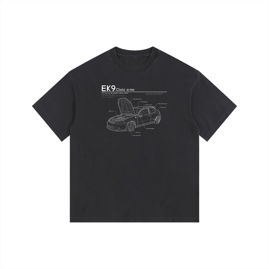 EK9 - Honda Civic CTR Open Hood // White Lines, Dark Shirt