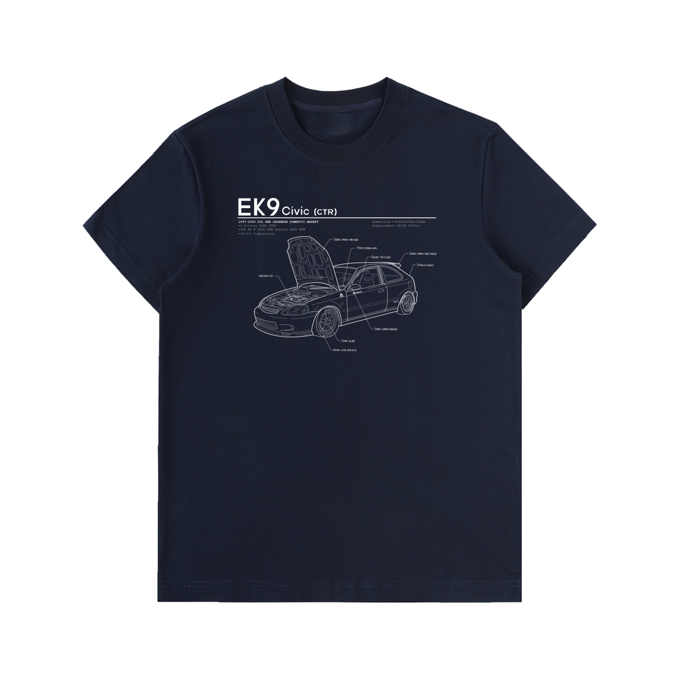 EK9 - Honda Civic CTR Open Hood // White Lines, Dark Shirt