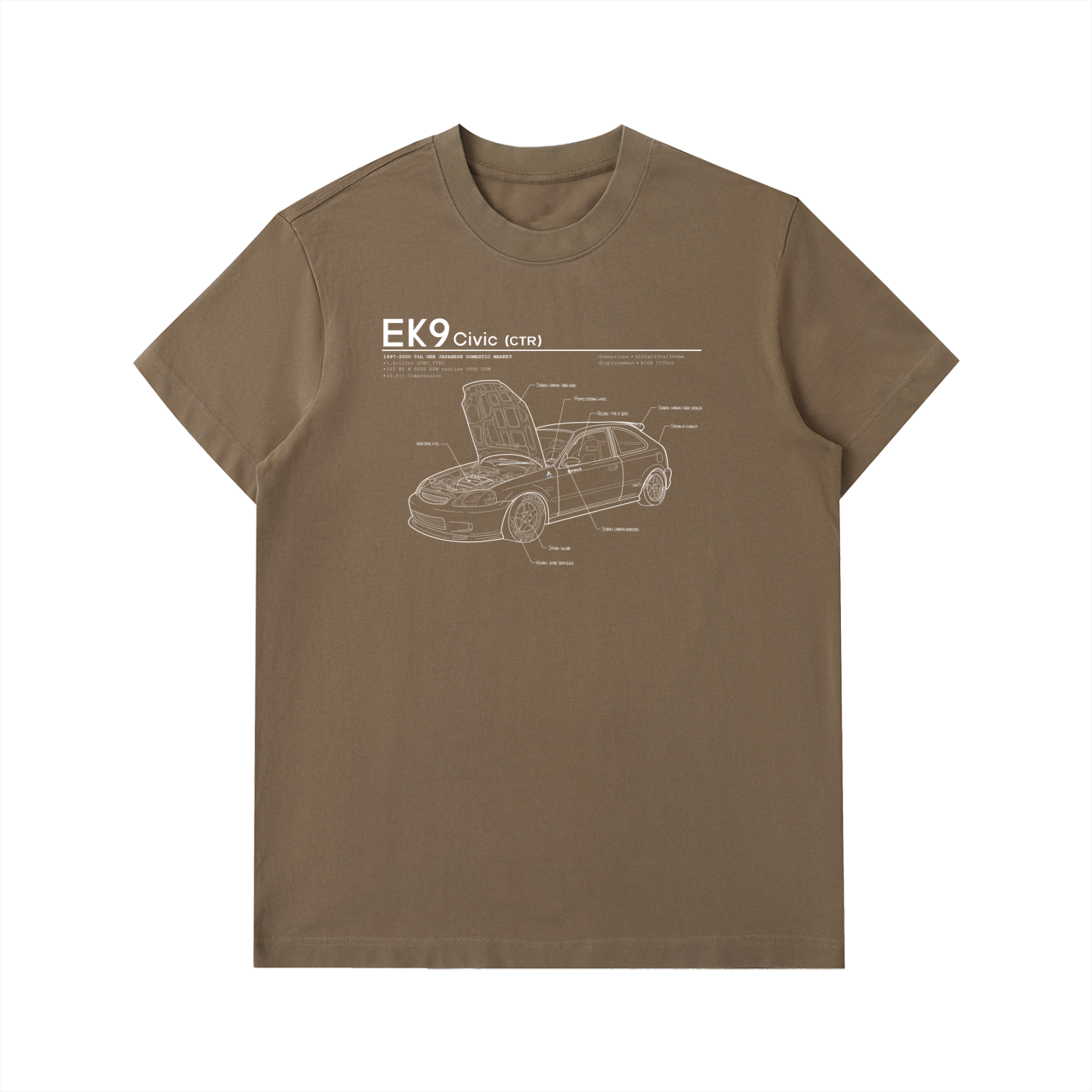 EK9 - Honda Civic CTR Open Hood // White Lines, Dark Shirt