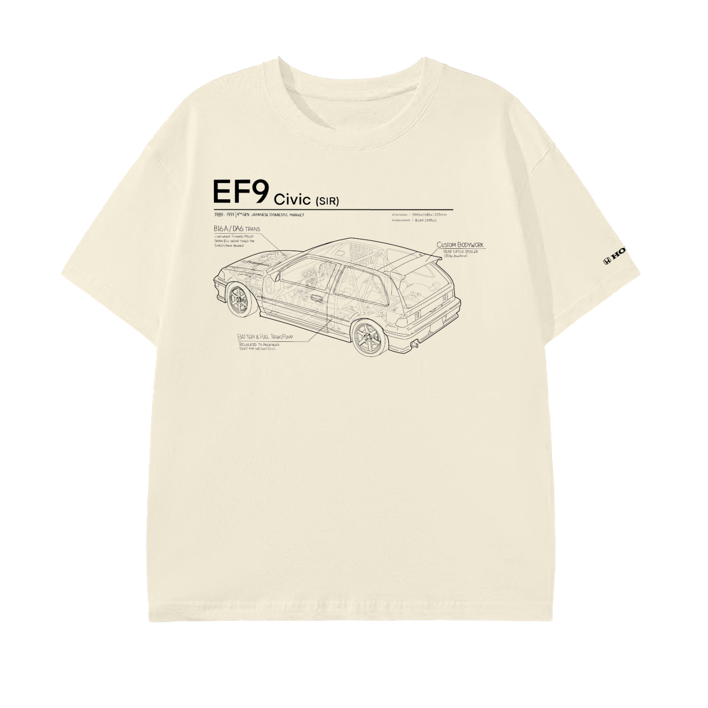 Civic EF9 SiR - Black Lines, Light Shirt