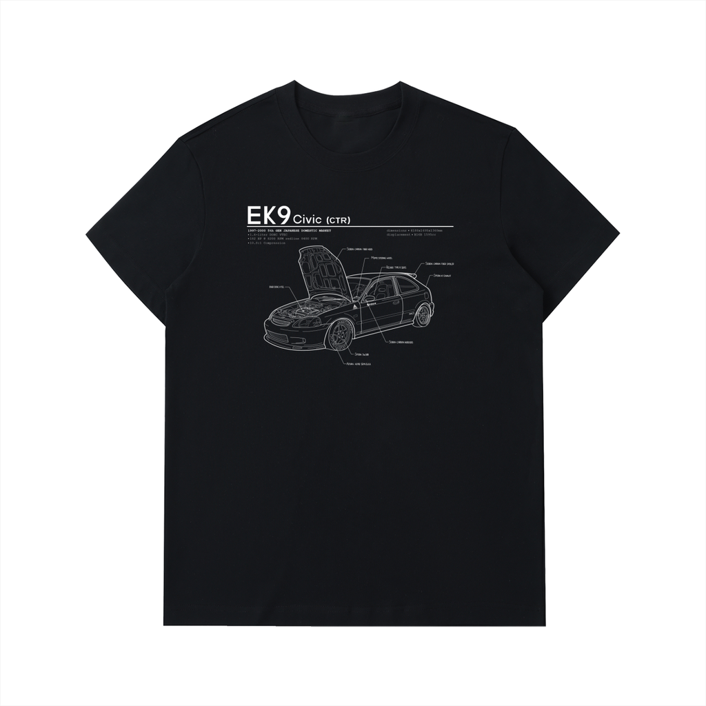 EK9 - Honda Civic CTR Open Hood // White Lines, Dark Shirt