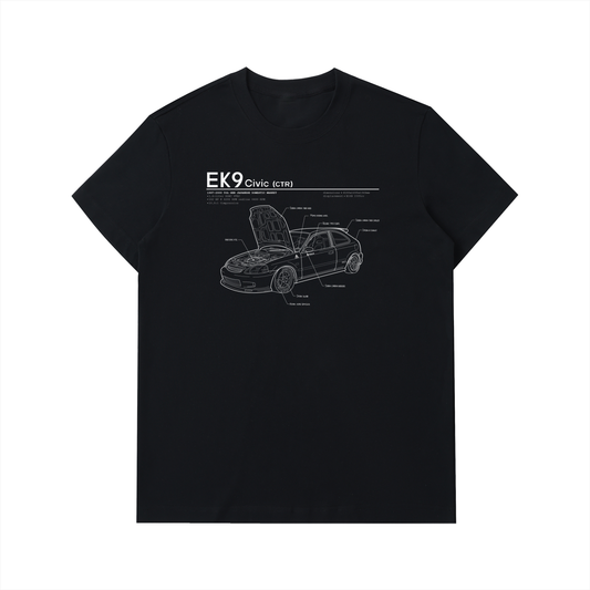 EK9 - Honda Civic CTR Open Hood // White Lines, Dark Shirt