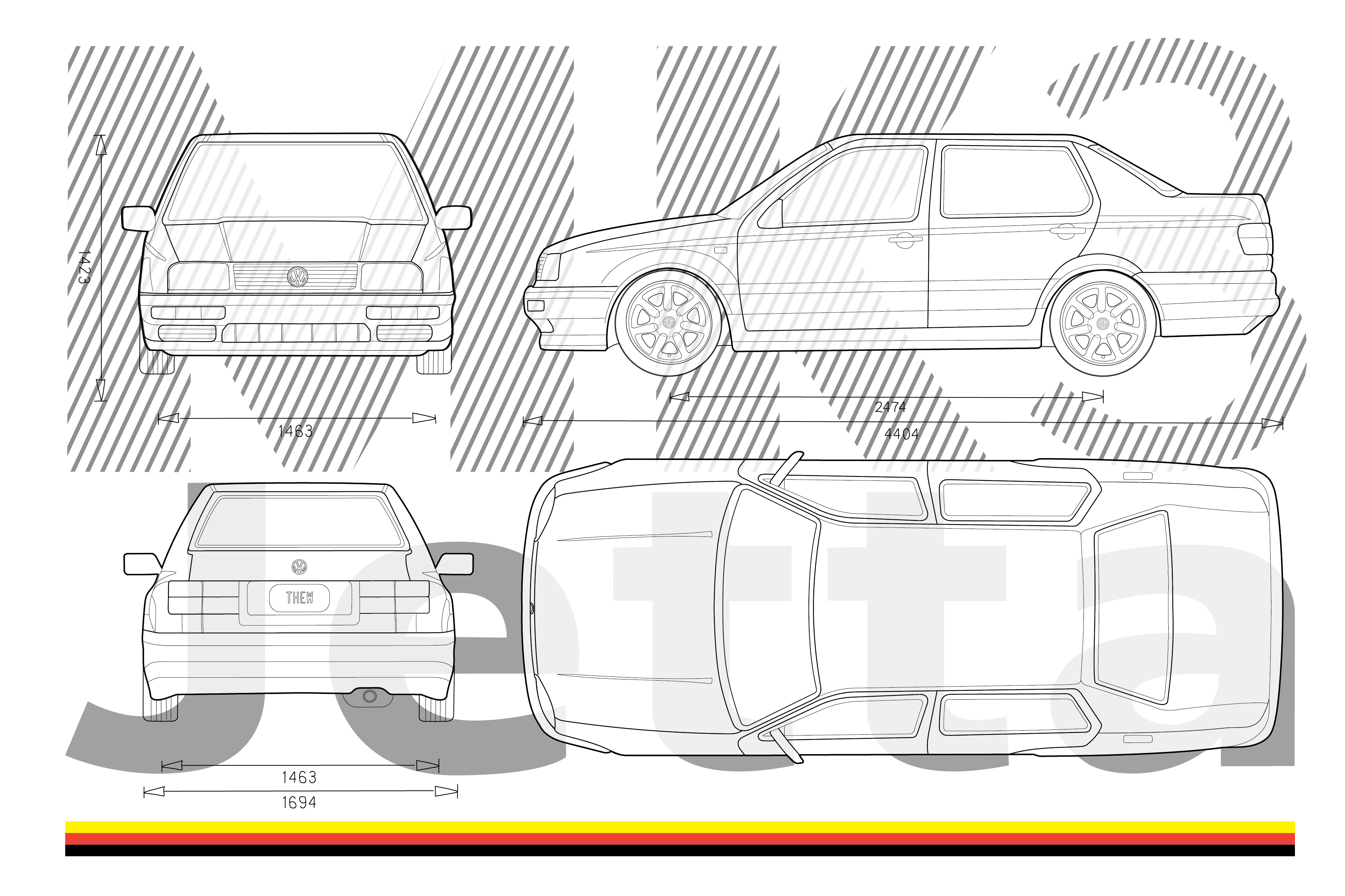 MK3 Jetta - Blueprint Series // Lt Shirt, Dk Lines