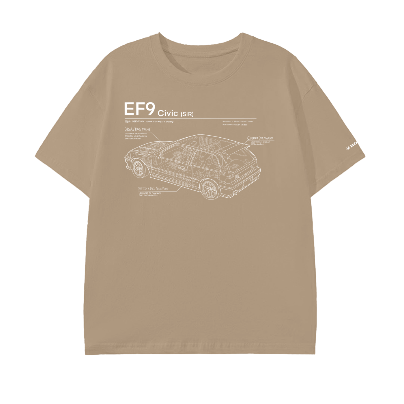 Civic EF9 SiR - White Lines, Dark Shirt