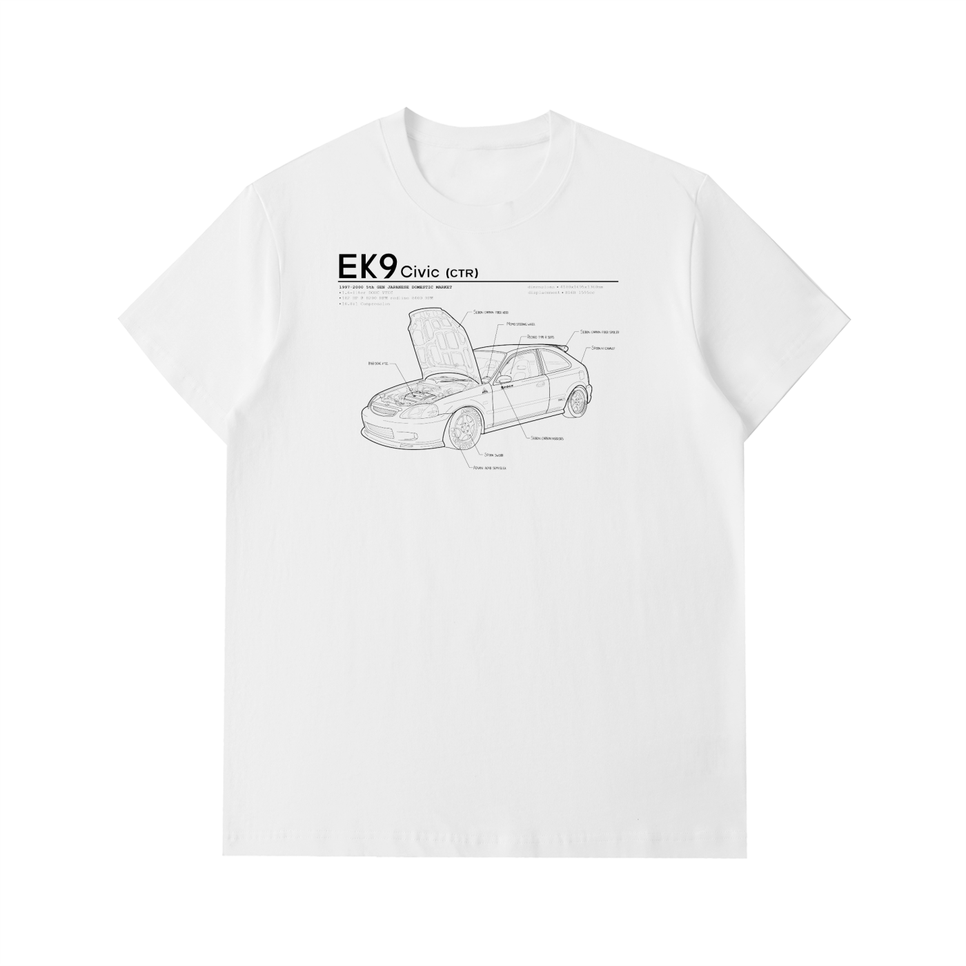 EK9 - Honda Civic CTR Open Hood // Dark Lines, Light Shirt