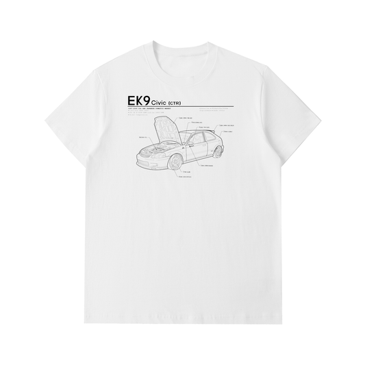 EK9 - Honda Civic CTR Open Hood // Dark Lines, Light Shirt
