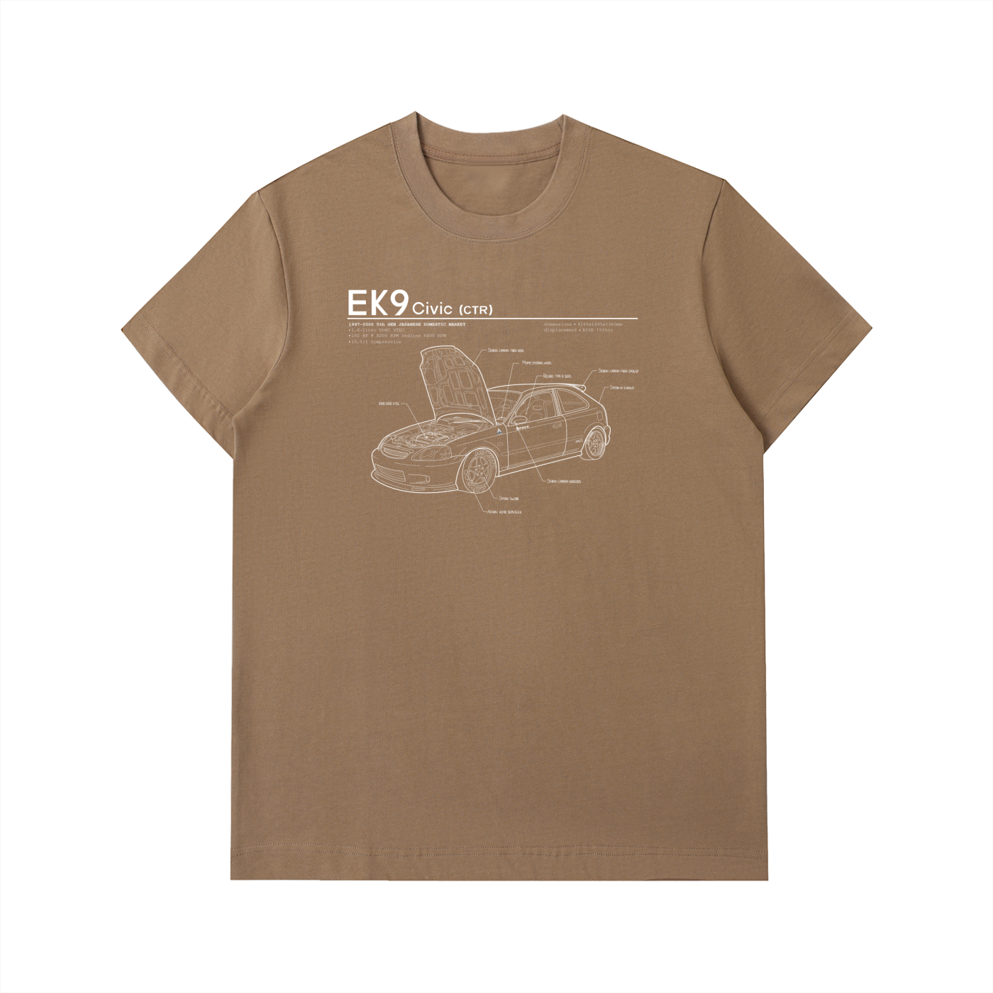 EK9 - Honda Civic CTR Open Hood // White Lines, Dark Shirt