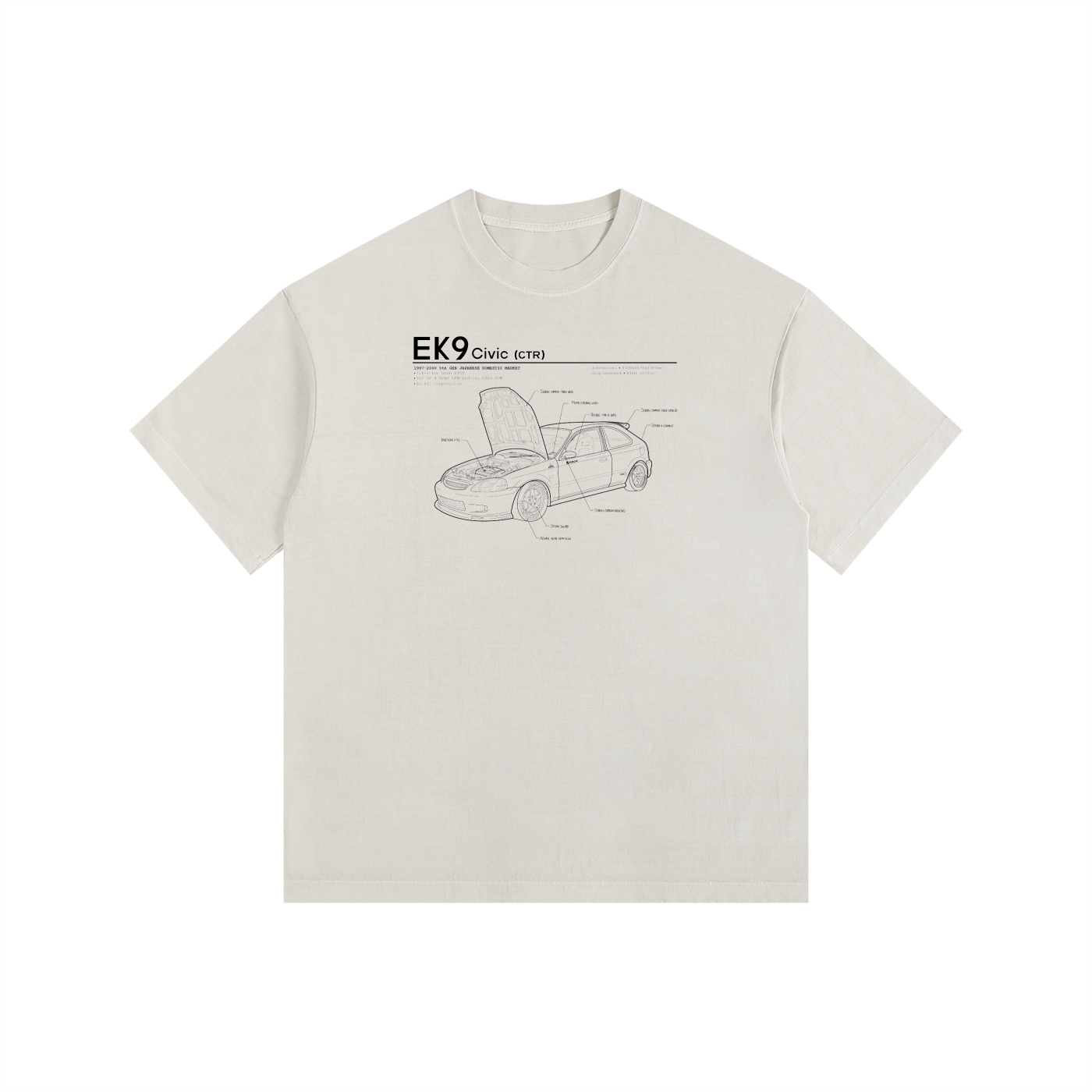 EK9 - Honda Civic CTR Open Hood // Dark Lines, Light Shirt