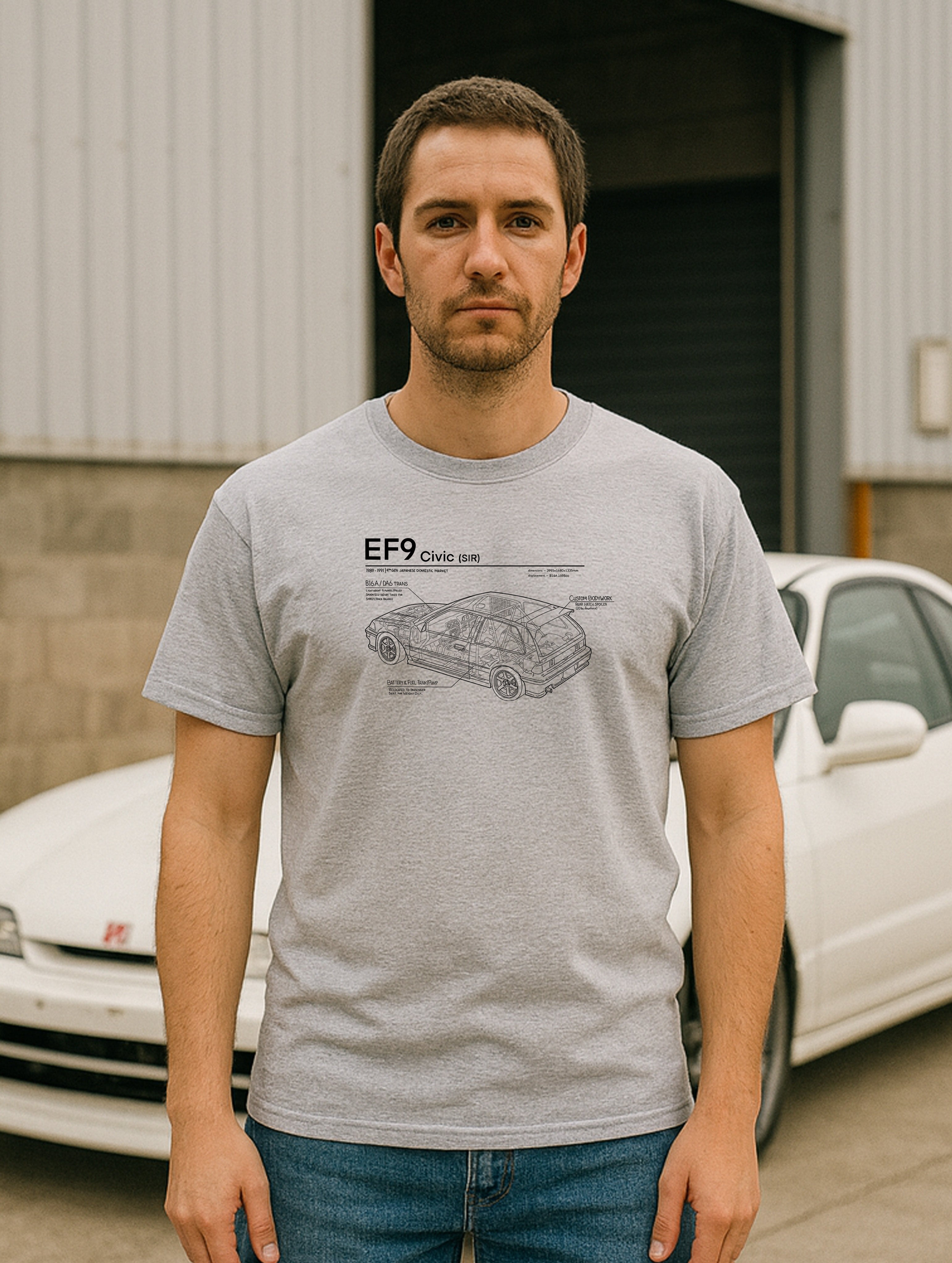 Civic EF9 SiR - Black Lines, Light Shirt
