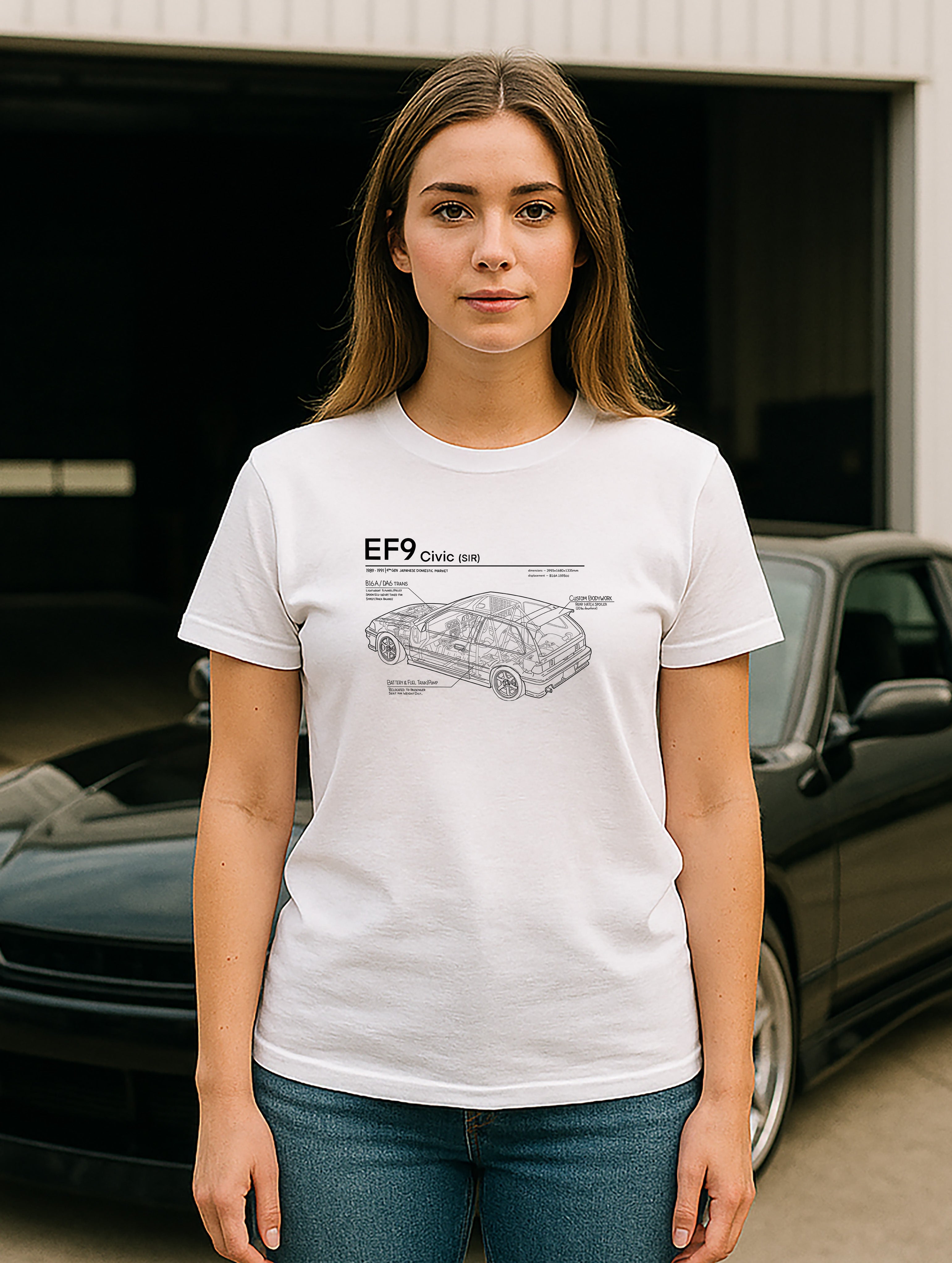 Civic EF9 SiR - Black Lines, Light Shirt