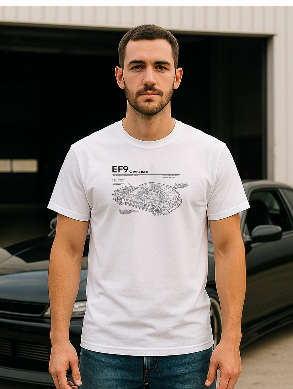 Civic EF9 SiR - Black Lines, Light Shirt
